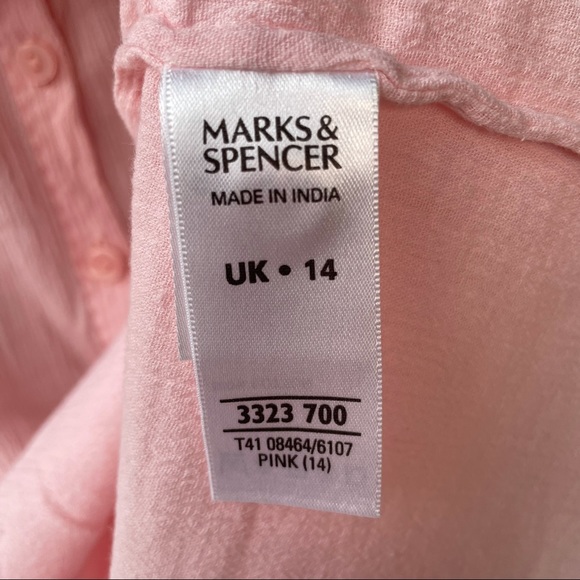 M&S Light Pink Short Sleeve Button Down Shirt - Picture 12 of 13